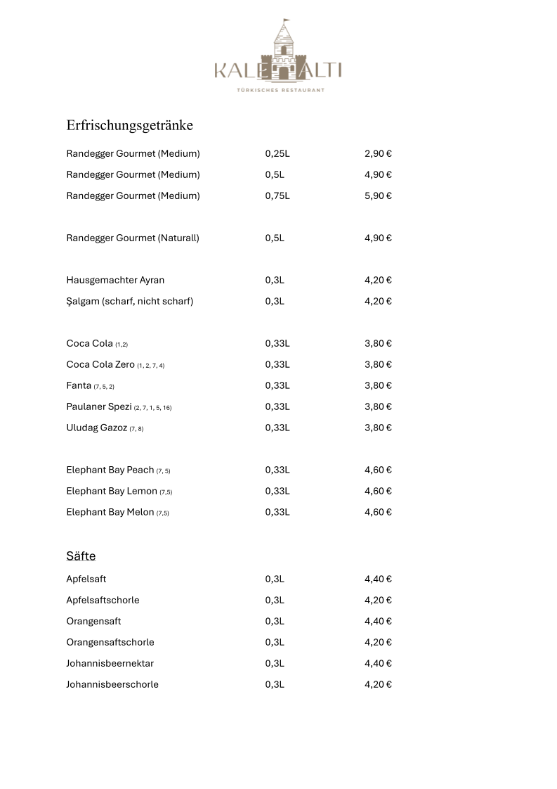 Menu Restaurant Kale Alti-1
